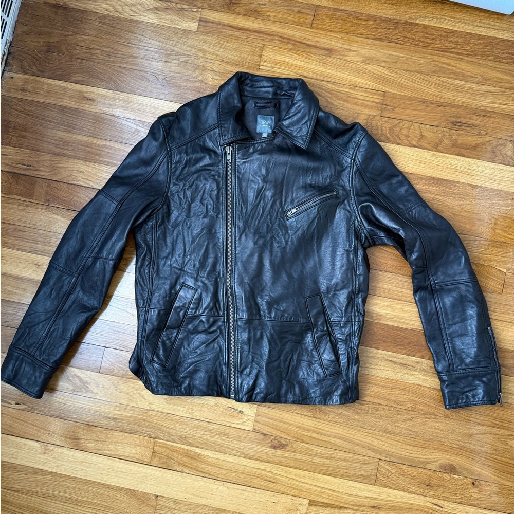 Gray by Saks Fifth Avenue Men's Black Lamb Leather Jacket